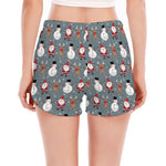 Santa Claus And Friends Pattern Print Women's Split Running Shorts