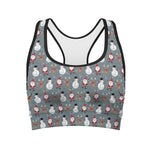 Santa Claus And Friends Pattern Print Women's Sports Bra