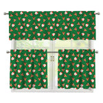Santa Claus And Reindeer Emoji Print 3 Piece Kitchen Curtains