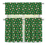 Santa Claus And Reindeer Emoji Print 3 Piece Kitchen Curtains