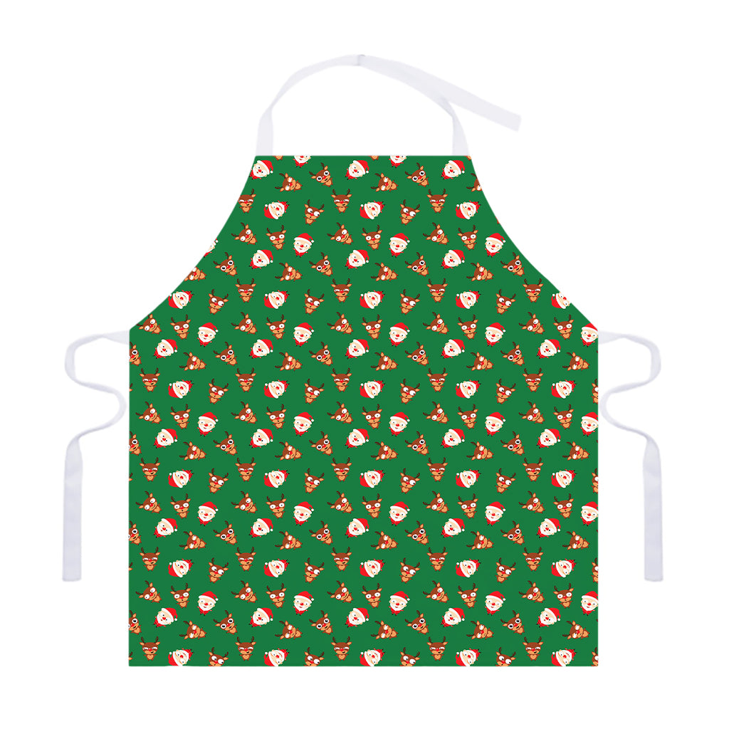 Santa Claus And Reindeer Emoji Print Adjustable Apron