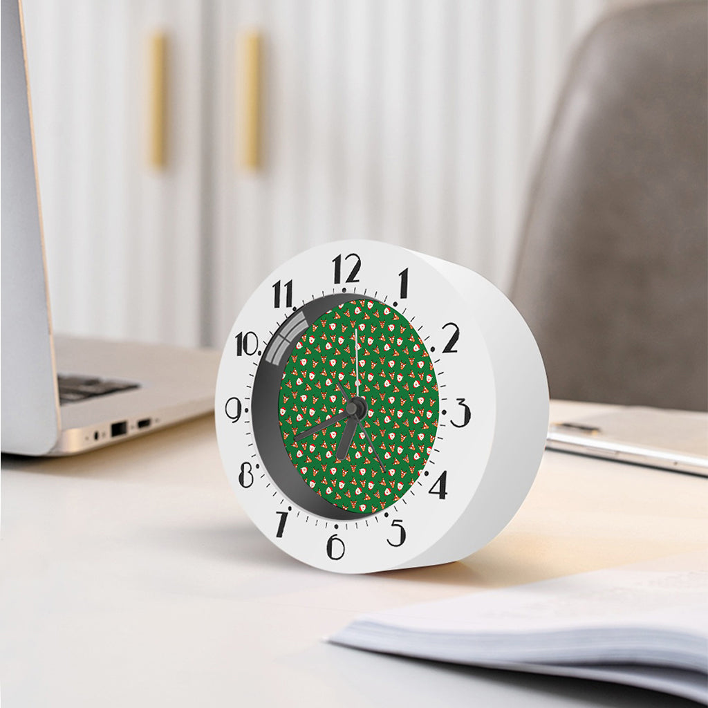 Santa Claus And Reindeer Emoji Print Alarm Clock