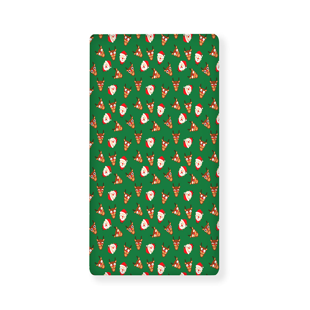 Santa Claus And Reindeer Emoji Print Baby Crib Sheet
