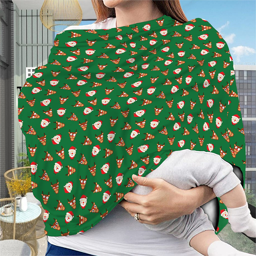 Santa Claus And Reindeer Emoji Print Baby Seat Cover