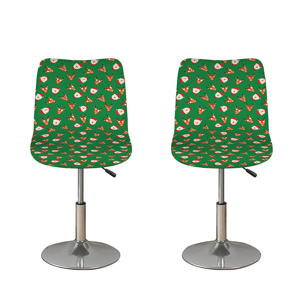 Santa Claus And Reindeer Emoji Print Bar Stool Covers