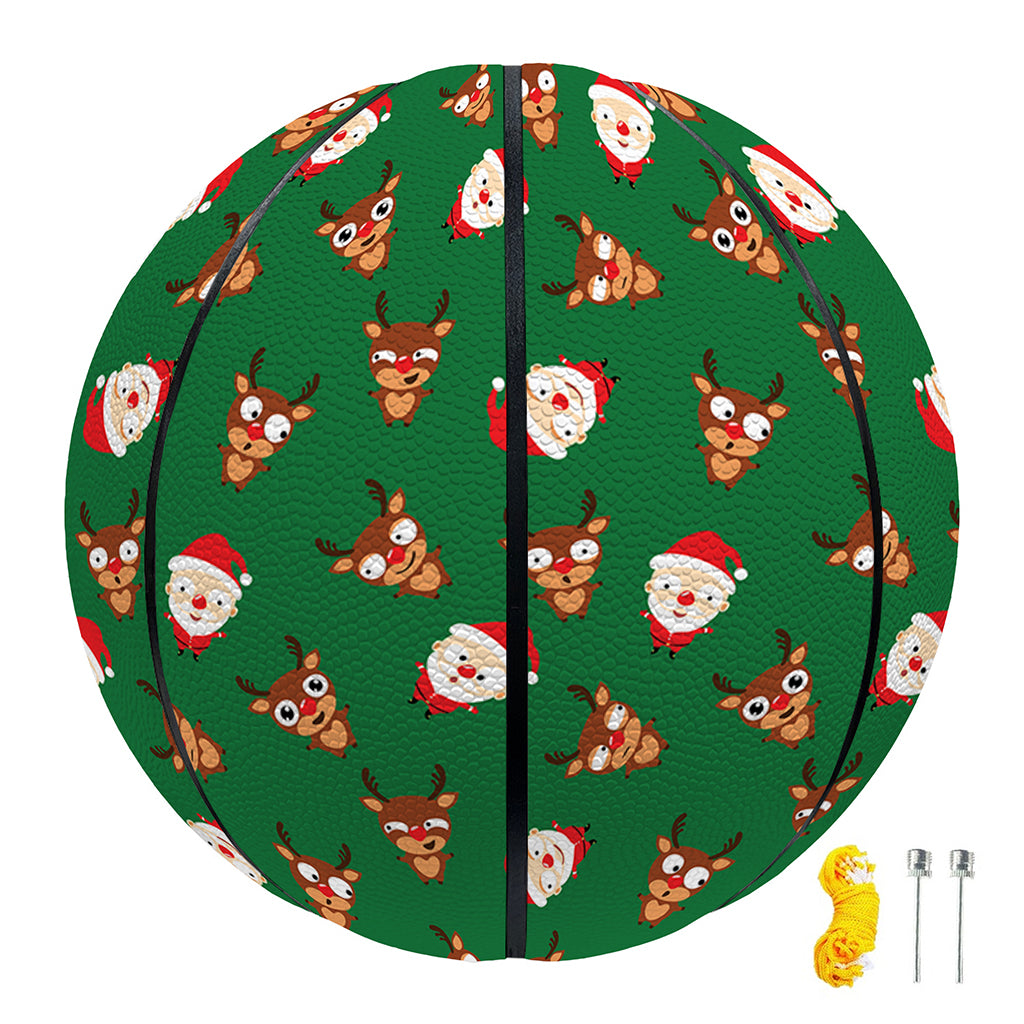 Santa Claus And Reindeer Emoji Print Basketball