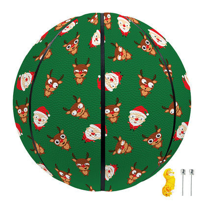 Santa Claus And Reindeer Emoji Print Basketball