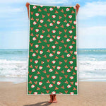 Santa Claus And Reindeer Emoji Print Beach Towel