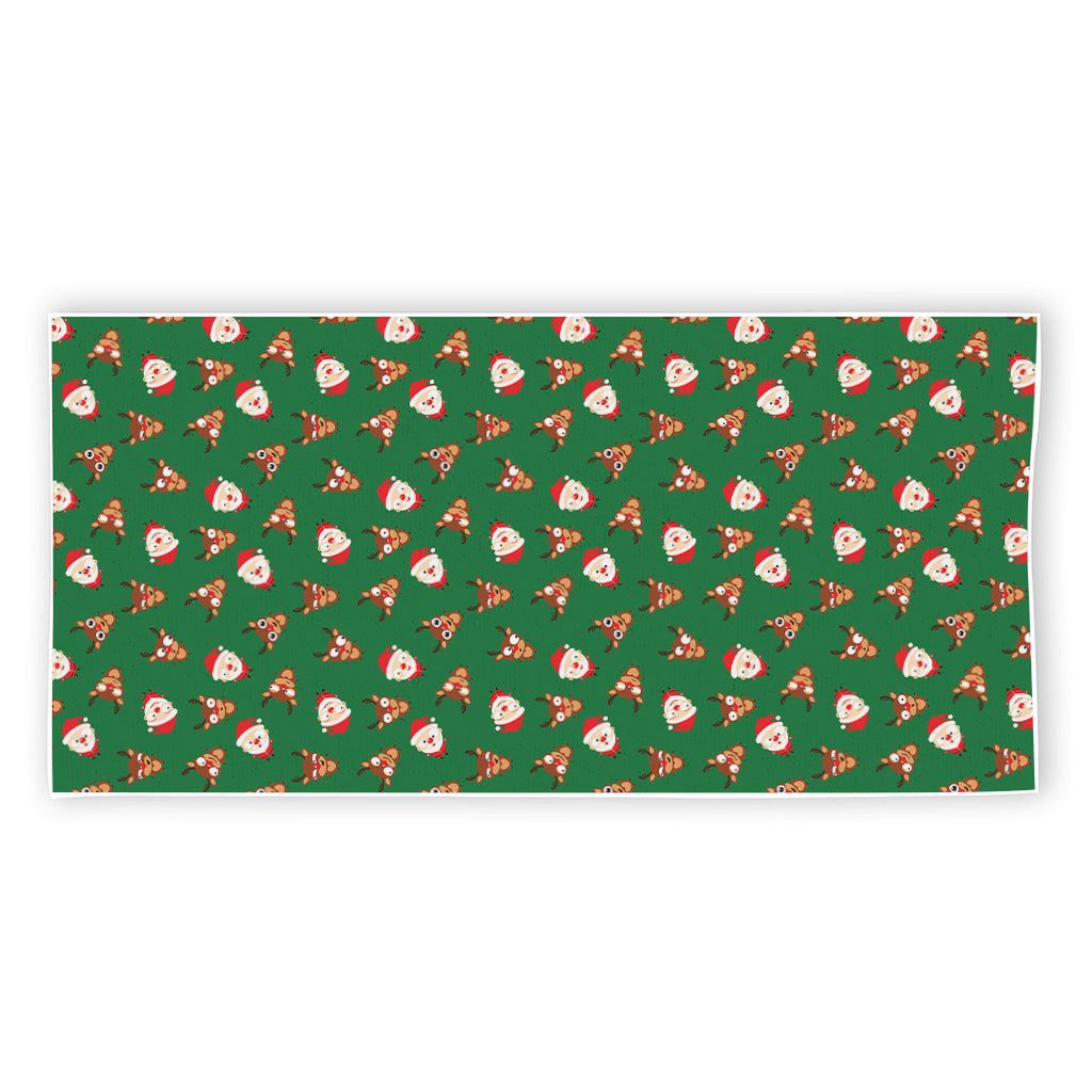 Santa Claus And Reindeer Emoji Print Beach Towel