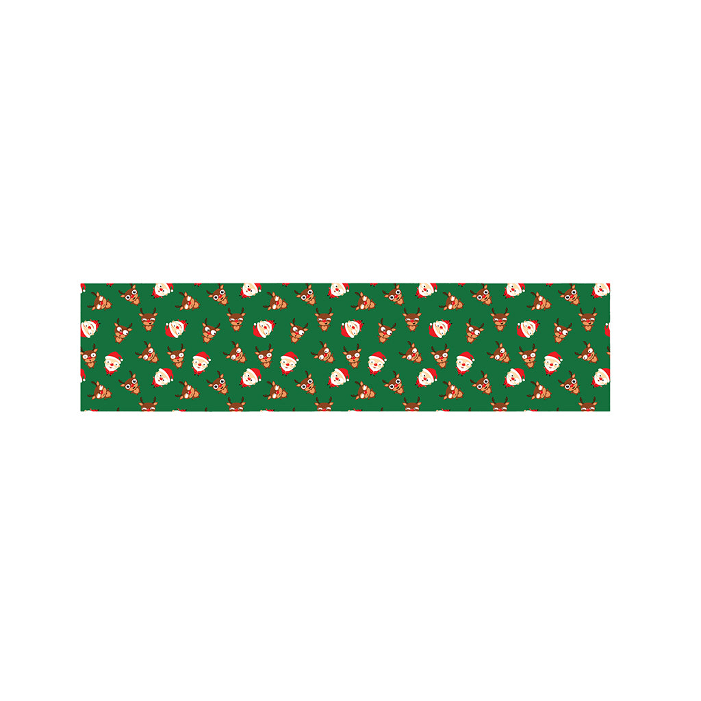 Santa Claus And Reindeer Emoji Print Bed Runner