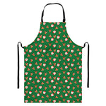 Santa Claus And Reindeer Emoji Print Bib Apron With Pocket