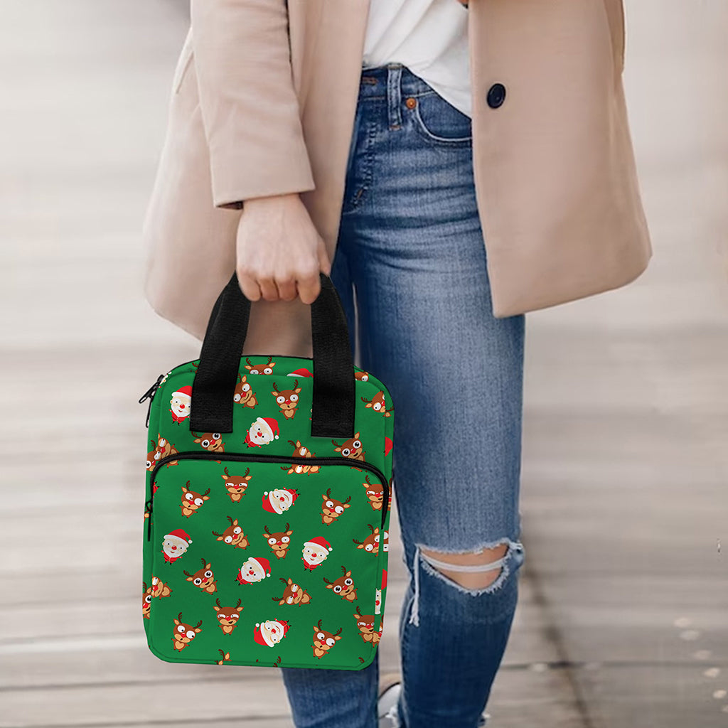 Santa Claus And Reindeer Emoji Print Bible Tote Bag