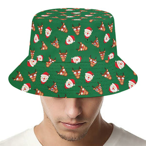 Santa Claus And Reindeer Emoji Print Bucket Hat