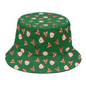 Santa Claus And Reindeer Emoji Print Bucket Hat