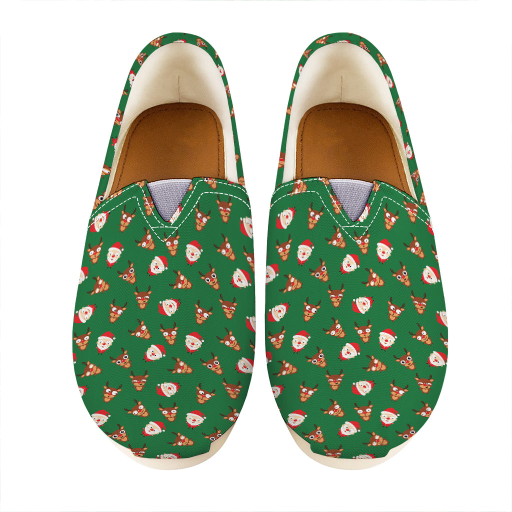 Santa Claus And Reindeer Emoji Print Casual Shoes