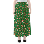 Santa Claus And Reindeer Emoji Print Chiffon Maxi Skirt