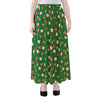 Santa Claus And Reindeer Emoji Print Chiffon Maxi Skirt