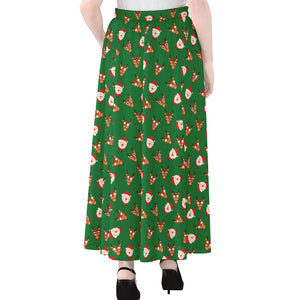 Santa Claus And Reindeer Emoji Print Chiffon Maxi Skirt