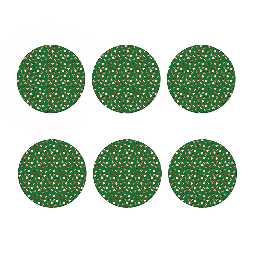 Santa Claus And Reindeer Emoji Print Coaster Set