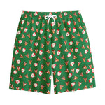 Santa Claus And Reindeer Emoji Print Cotton Shorts