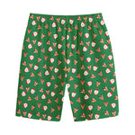 Santa Claus And Reindeer Emoji Print Cotton Shorts