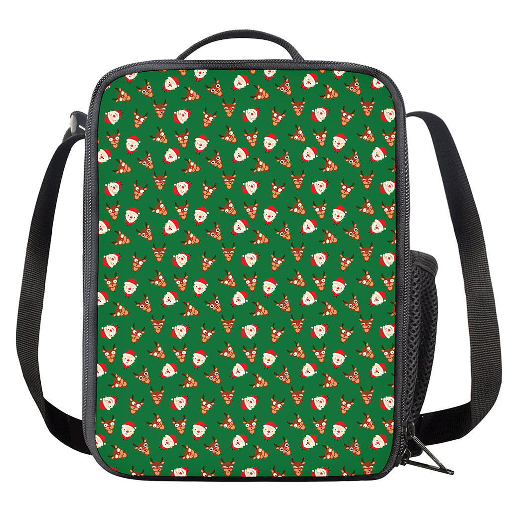 Santa Claus And Reindeer Emoji Print Crossbody Lunch Bag