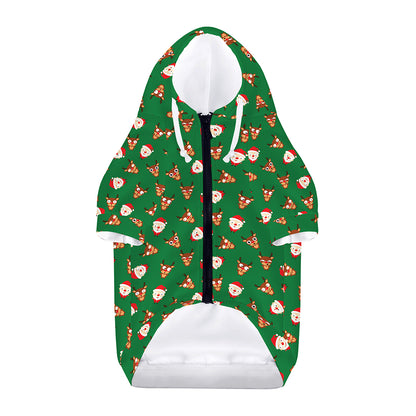 Santa Claus And Reindeer Emoji Print Dog Zip Up Hoodie