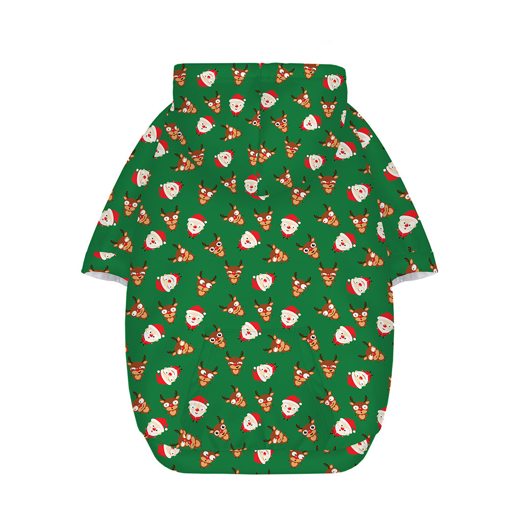 Santa Claus And Reindeer Emoji Print Dog Zip Up Hoodie