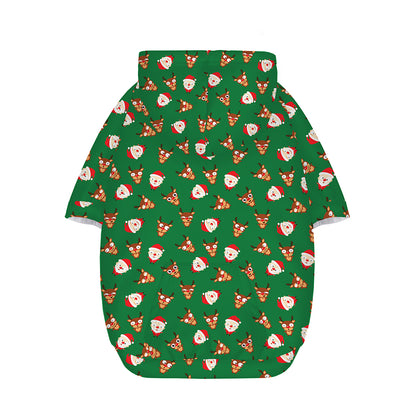 Santa Claus And Reindeer Emoji Print Dog Zip Up Hoodie