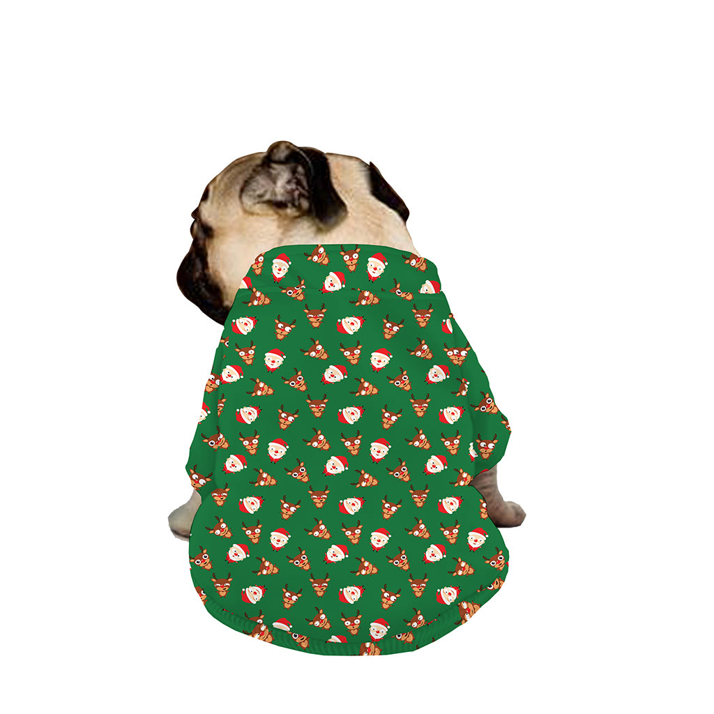 Santa Claus And Reindeer Emoji Print Dog Zip Up Jacket