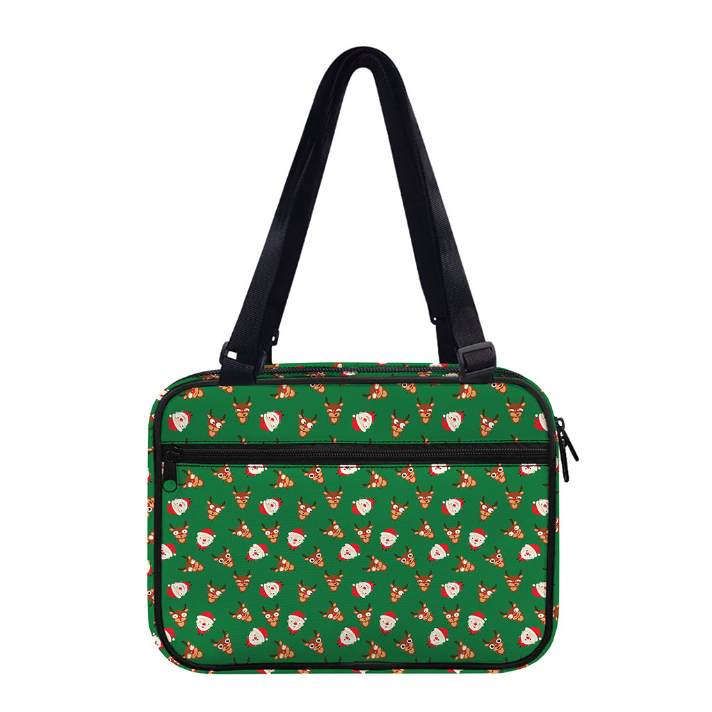 Santa Claus And Reindeer Emoji Print Double Strap Bible Bag