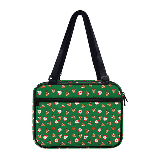 Santa Claus And Reindeer Emoji Print Double Strap Bible Bag