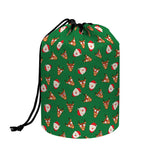 Santa Claus And Reindeer Emoji Print Drawstring Makeup Bag