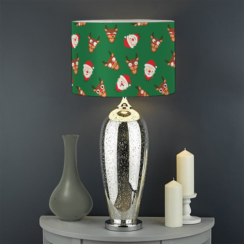Santa Claus And Reindeer Emoji Print Drum Lamp Shade