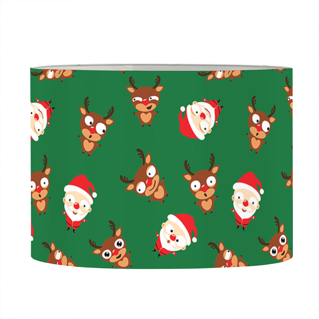 Santa Claus And Reindeer Emoji Print Drum Lamp Shade