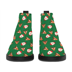 Santa Claus And Reindeer Emoji Print Flat Ankle Boots