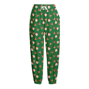 Santa Claus And Reindeer Emoji Print Fleece Lined Knit Pants