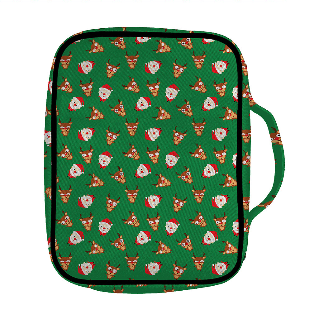 Santa Claus And Reindeer Emoji Print Front Pocket Bible Bag