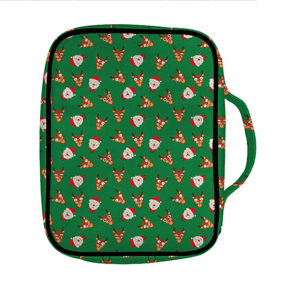 Santa Claus And Reindeer Emoji Print Front Pocket Bible Bag