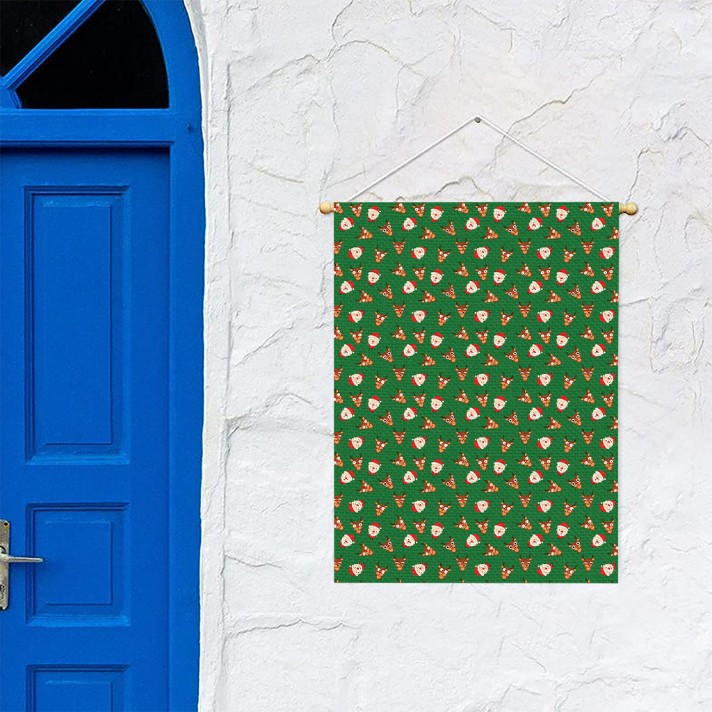 Santa Claus And Reindeer Emoji Print Garden Flag