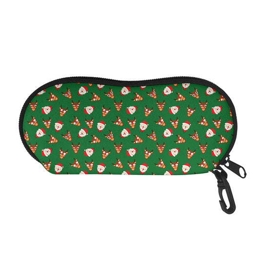 Santa Claus And Reindeer Emoji Print Glasses Case