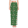 Santa Claus And Reindeer Emoji Print High Slit Maxi Skirt