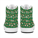 Santa Claus And Reindeer Emoji Print High Top Leather Sneakers