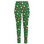 Santa Claus And Reindeer Emoji Print High-Waisted Pocket Leggings