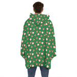 Santa Claus And Reindeer Emoji Print Hoodie Blanket