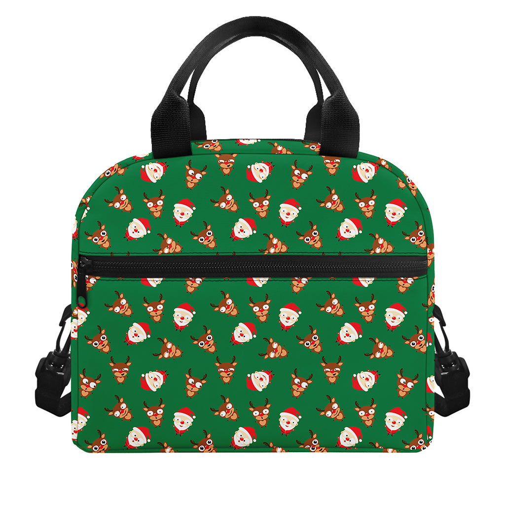 Santa Claus And Reindeer Emoji Print Insulated Lunch Bag
