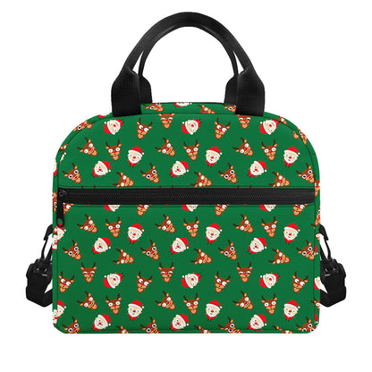 Santa Claus And Reindeer Emoji Print Insulated Lunch Bag