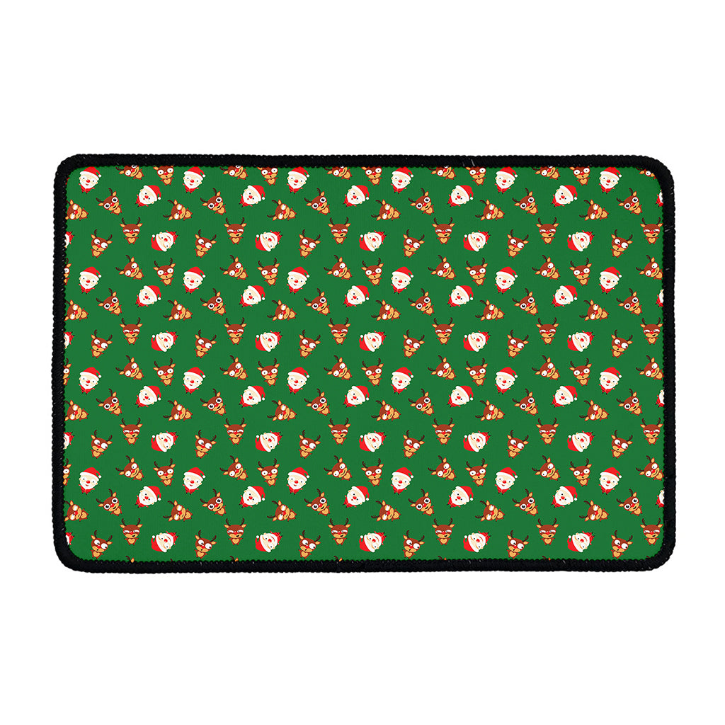 Santa Claus And Reindeer Emoji Print Kitchen Mat
