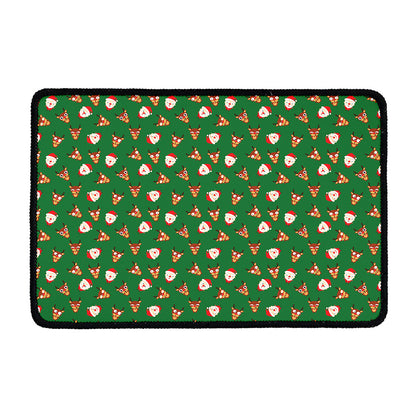 Santa Claus And Reindeer Emoji Print Kitchen Mat