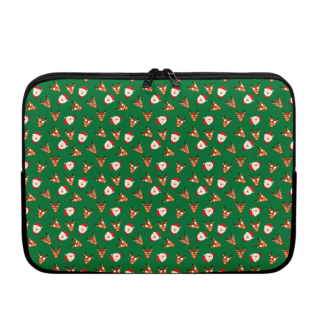 Santa Claus And Reindeer Emoji Print Laptop Sleeve